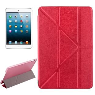 Transformers Style Silk Texture Horizontal Flip Solid Color Leather Case with Holder for iPad mini 4(Red)
