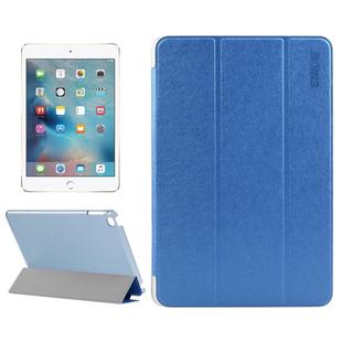 ENKAY Silk Texture Horizontal Flip Solid Color PU Leather Case with Three-folding Holder and & Sleep / Wake-up Function for iPad mini 4(Dark Blue)