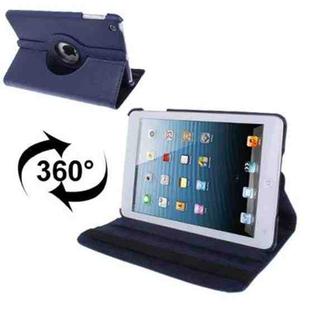 360 Degree Rotatable Litchi Texture Leather Case with Holder for iPad mini 1 / 2 / 3 (Dark Blue)