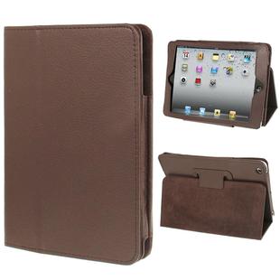 2-fold Litchi Texture Flip Leather Case with Holder Function for iPad mini 1 / 2 / 3(Coffee)