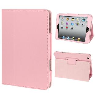 2-fold Litchi Texture Flip Leather Case with Holder Function for iPad mini 1 / 2 / 3(Pink)