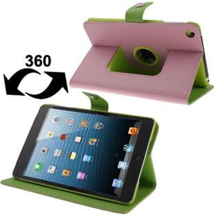 Lichee Texture 360 Degree Rotation Leather Case with Sleep / Wake-up Function & 4 Gear Holder for iPad mini 1 / 2 / 3 (Pink)