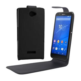 Vertical Flip Magnetic Snap Leather Case for Sony Xperia E4(Black)