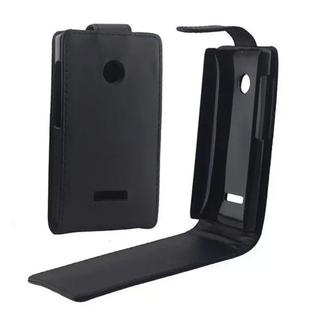 Vertical Flip Magnetic Snap Leather Case for Microsoft Lumia 435(Black)