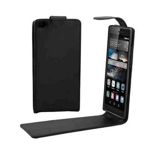 Vertical Flip Magnetic Button Leather Case for Huawei P8(Black)