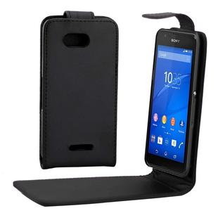 Vertical Flip Magnetic Button Leather Case for Sony Xperia E4g(Black)