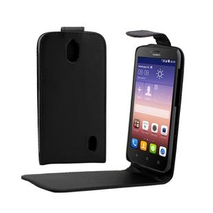 Vertical Flip Magnetic Button Leather Case for Huawei Ascend Y625(Black)