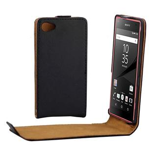 Khaki Lining Vertical Flip Magnetic Buckle PU Leather Case for Sony Xperia Z5 Compact / Z5 mini / E5803 / E5823(Black)