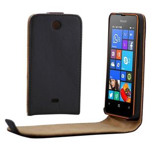Vertical Flip Magnetic Button Leather Case for Microsoft Lumia 430(Black)