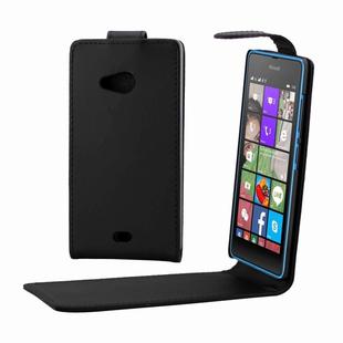 Vertical Flip Magnetic Button Leather Case for Microsoft Lumia 540(Black)