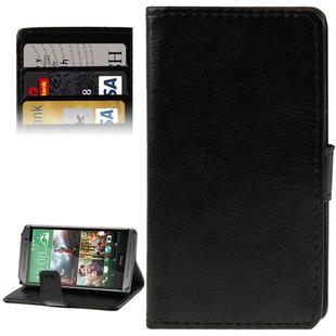 Crazy Horse Texture Flip Leather Case with Card Slots & Holder for HTC One M8 (Black)