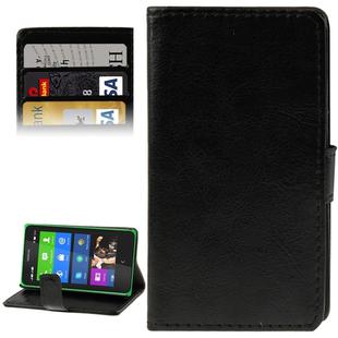 Crazy Horse Texture Flip Leather Case with Credit Card Slots & Holder for Nokia X (Black)