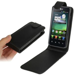 Pure Color Vertical Flip Leather Case for LG Optimus F5 (Black)