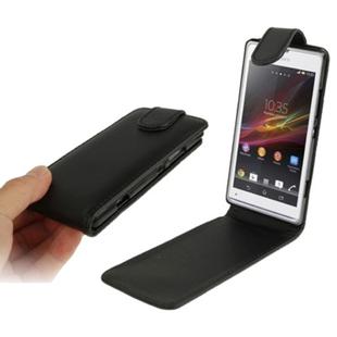 Pure Color Vertical Flip Leather Case for Sony Xperia SP / M35h (Black)