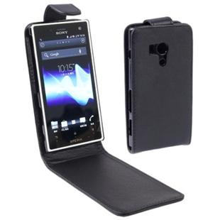 Vertical Flip Leather Case for Sony Xperia Acro S / LT26W (Black)