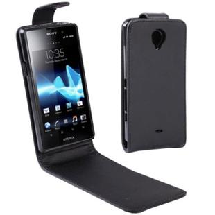 Vertical Flip Leather Case for Sony Xperia T / LT30i (Black)