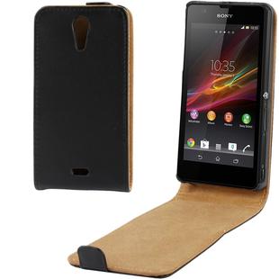 Vertical Flip Leather Case for Sony Xperia ZR / M36H / C5502(Black)