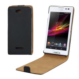 Scrub Inner layer Vertical Flip Leather Case for Sony Xperia C / S39h (Black)