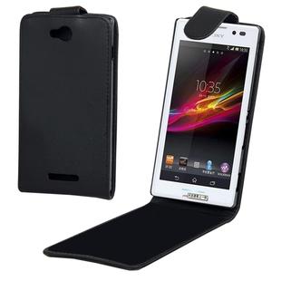 Vertical Flip Leather Case for Sony Xperia C / S39h (Black)