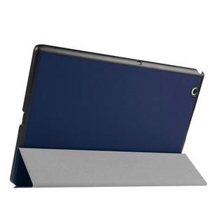 Cross Texture Horizontal Flip Leather Case with 3-folding Holder for Sony Xperia Z4 Tablet(Dark Blue)