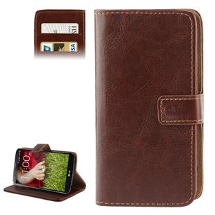 Crazy Horse Texture Leather Case with Credit Card Slot & Holder for LG Optimus G2 / D801 / F320 / F340L / LS980  (Brown)