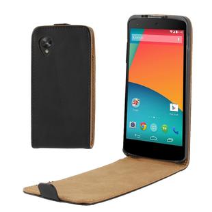 Vertical Flip Leather Case for Google Nexus 5 (Black)