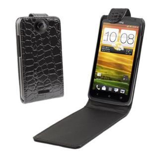 Crocodile Texture Vertical Flip Holster Leather Case for HTC One X / Edge / S720e (Black)