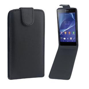 Vertical Flip Magnetic Snap Leather Case for Sony Xperia Z2 Compact(Black)