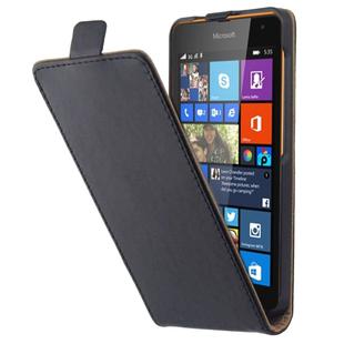 Vertical Flip Magnetic Button Leather Case for Microsoft Lumia 535