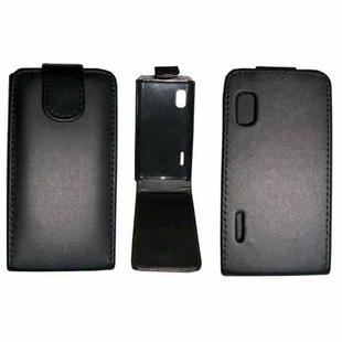 Vertical Flip Magnetic Snap Leather Case for LG Optimus L5 / E610(Black)