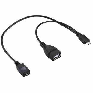 USB 2.0 Micro-B Male to USB 2.0 Micro-B Female Male & USB 2.0 Female Y Splitter OTG Cable, Length: 19 / 30cm(Black)