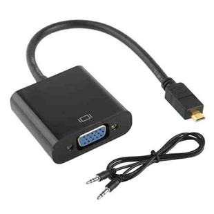 22cm Full HD 1080P Micro HDMI Male to VGA Female Video Adapter Cable with Audio Cable(Black)