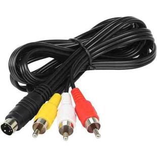 4 Pin S-Video to 3 RCA AV TV Male Cable Converter Adapter, Length: 1.5M(Black)
