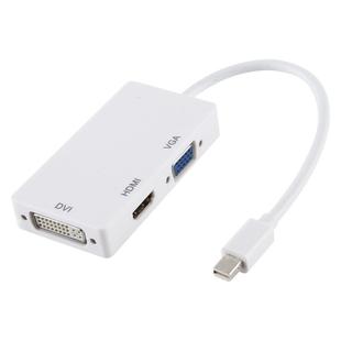 3 in 1 Mini DisplayPort Male to HDMI + VGA + DVI Female Adapter Converter for Mac Book Pro Air, Cable Length: 18cm(White)