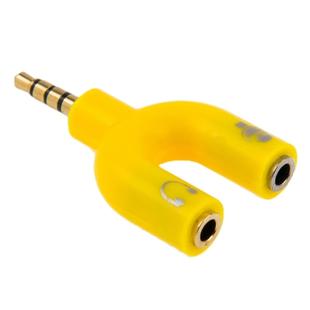 3.5mm Stereo Male to 3.5mm Headphone & Mic Female Splitter Adapter(Yellow)