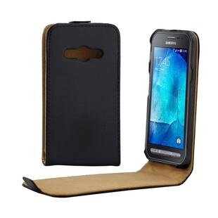 Vertical Flip Magnetic Button Leather Case for Galaxy Xcover 3 / G388F(Black)