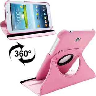 360 Degrees Rotation Litchi Texture Leather Case with Holder for Galaxy Tab 3 (7.0) / P3200 / P3210(Pink)