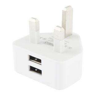 UK Plug 5V 2.1A Dual Port USB Charge Adapter(White)