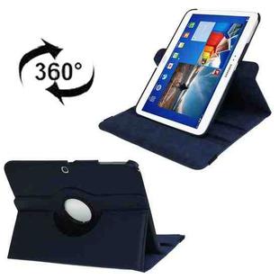 360 Degree  Rotation Litchi Texture Leather Case with Holder for Galaxy Tab 3 (10.1) / P5200 / P5210, Dark Blue(Dark Blue)