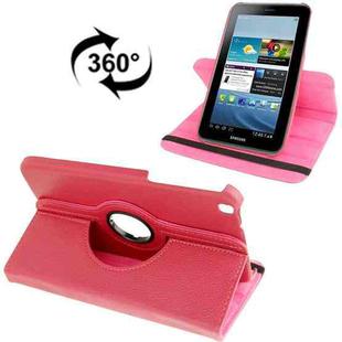 360 Degree Rotation Litchi Texture Leather Case with Holder for Galaxy Tab 3 (8.0) / T3110 / T3100 / T315(Magenta)