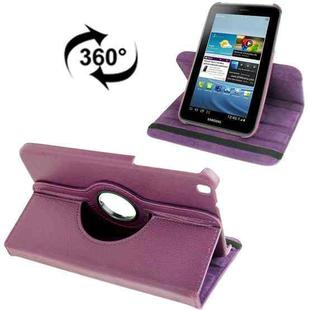 360 Degree Rotation Litchi Texture Leather Case with Holder for Galaxy Tab 3 (8.0) / T3110 / T3100 / T315(Purple)