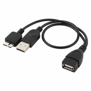 USB 2.0 AF to Micro-B + USB 2.0 OTG Cable for Samsung Galaxy Note III / N9000, with Power, Length: 24cm (Black)