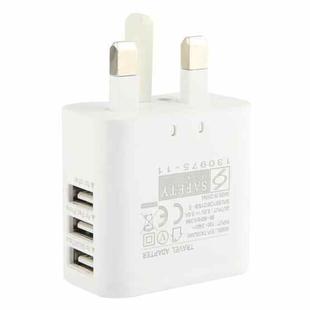 USB Wall Charger 5.3V 3.0A 3-Port USB Travel Power Adapter, UK Plug(White)