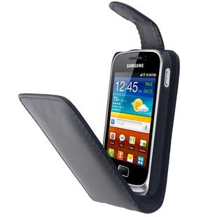 Vertical Flip Magnetic Button Leather Case for Galaxy Pocket 2 / G110H(Black)