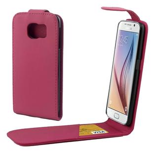 For Galaxy S6 / G920 Colorful Vertical Flip Magnetic Button Leather Case (Magenta)