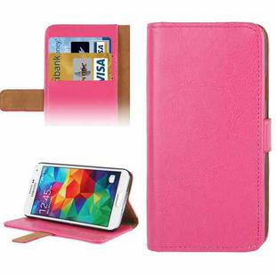 Crazy Horse Texture Leather Case with Credit Card Slot & Holder for Galaxy S5 / G900 (Magenta)