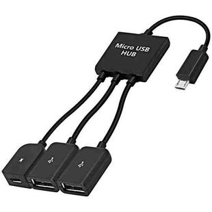 Micro USB to 2 Ports USB OTG HUB Cable with Micro USB Power Supply, Length: 20cm(Black)