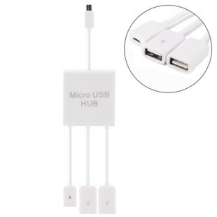 Micro USB to 2 Ports USB OTG HUB Cable with Micro USB Power Supply, Length: 20cm, For Galaxy S6 & S6 edge / S5 / S4, Note 4, Tablets(White)