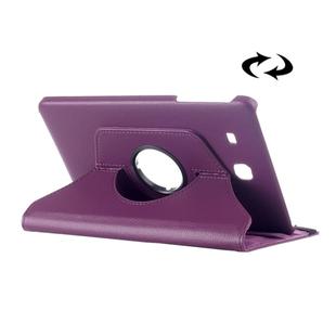 Litchi Texture 360 Degree Rotation Leather Case with Multi-functional Holder for Galaxy Tab E 9.6(Purple)