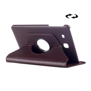 Litchi Texture 360 Degree Rotation Leather Case with Multi-functional Holder for Galaxy Tab E 9.6(Brown)